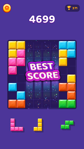 A Block Master best score board with blocks placed around the grid.